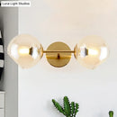 GobekUsa Modernist Gold Wall Lamp with Clear Glass Shade - 2 Lights Spherical Mount Fixture