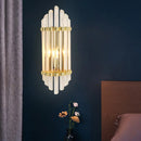 GobekUsa Modernist Gold Wall Sconce Lamp with Arced Crystal Tubes - 2-Light Wall Mount Fixture