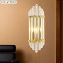 GobekUsa Modernist Gold Wall Sconce Lamp with Arced Crystal Tubes - 2-Light Wall Mount Fixture