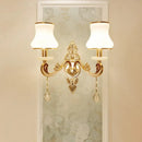 GobekUsa Modernist Gold Wall Sconce with Glass Shade - Elegant Living Room Fixture