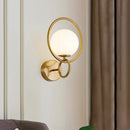 GobekUsa Modernist Gold Wall Sconce Light with White Glass Shade