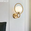 GobekUsa Modernist Gold Wall Sconce Light with White Glass Shade