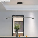 GobekUsa Modernist Wavy Strip LED Island Pendant - Acrylic Dining Room Hanging Lamp Kit