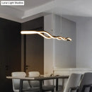GobekUsa Modernist Wavy Strip LED Island Pendant - Acrylic Dining Room Hanging Lamp Kit