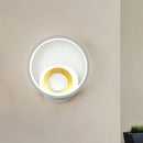GobekUsa Modernist Ring Wall Sconce: Acrylic LED Bedside Light in White with Wood Detail
