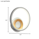 GobekUsa Modernist Ring Wall Sconce: Acrylic LED Bedside Light in White with Wood Detail
