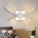 GobekUsa Modernist LED Metallic Wall Light - White Square and Curved Linear Design - Warm/White Light