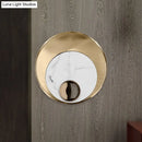 GobekUsa Modernist LED Sconce Lighting: Round Marble, White/Black Wall Lamp with Gold Metal Backplate