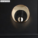 GobekUsa Modernist LED Sconce Lighting: Round Marble, White/Black Wall Lamp with Gold Metal Backplate