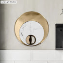 GobekUsa Modernist LED Sconce Lighting: Round Marble, White/Black Wall Lamp with Gold Metal Backplate