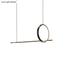 GobekUsa Modernist Linear and Ring LED Island Chandelier in Black for Dining Room