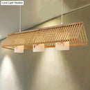 GobekUsa Modernist Linear Island Lighting Wood 3-Light Dining Room Lamp with White Glass Shade in Beige/Brown