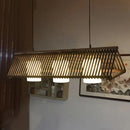 GobekUsa Modernist Linear Island Lighting Wood 3-Light Dining Room Lamp with White Glass Shade in Beige/Brown