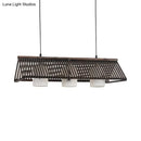 GobekUsa Modernist Linear Island Lighting Wood 3-Light Dining Room Lamp with White Glass Shade in Beige/Brown