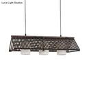 GobekUsa Modernist Linear Island Lighting Wood 3-Light Dining Room Lamp with White Glass Shade in Beige/Brown