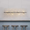 GobekUsa Modernist Metallic Branch Island Pendant Light | Silver Hanging Lamp with Crystal Bead Deco | 27.5"/35.5" Width