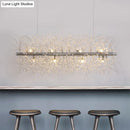 GobekUsa Modernist Metallic Branch Island Pendant Light | Silver Hanging Lamp with Crystal Bead Deco | 27.5"/35.5" Width