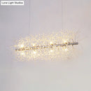 GobekUsa Modernist Metallic Branch Island Pendant Light | Silver Hanging Lamp with Crystal Bead Deco | 27.5"/35.5" Width