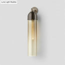 GobekUsa Modernist Tube Sconce Light: Blue/Clear/Amber Glass, Wall Mounted Lamp with Curved Arm for Bedside