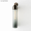 GobekUsa Modernist Tube Sconce Light: Blue/Clear/Amber Glass, Wall Mounted Lamp with Curved Arm for Bedside