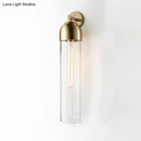 GobekUsa Modernist Tube Sconce Light: Blue/Clear/Amber Glass, Wall Mounted Lamp with Curved Arm for Bedside