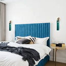 GobekUsa Modernist Tube Sconce Light: Blue/Clear/Amber Glass, Wall Mounted Lamp with Curved Arm for Bedside