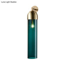 GobekUsa Modernist Tube Sconce Light: Blue/Clear/Amber Glass, Wall Mounted Lamp with Curved Arm for Bedside