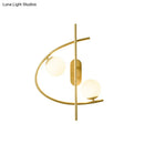 GobekUsa Modernist Milk Glass Ball 2-Bulb LED Wall Sconce for Living Room - Brass Finish