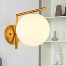 GobekUsa Modernist Milk Glass Globe Sconce with Gold Wall Mount - 1 Head, 6"/8" Width