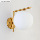 GobekUsa Modernist Milk Glass Globe Sconce with Gold Wall Mount - 1 Head, 6"/8" Width