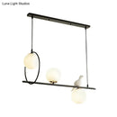 GobekUsa Modernist Milk Glass Pendant Lamp with 3 Globe Heads and Bird Accent - Black Finish
