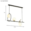 GobekUsa Modernist Milk Glass Pendant Lamp with 3 Globe Heads and Bird Accent - Black Finish