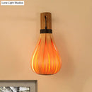 GobekUsa Modernist Yellow Teardrop Wall Sconce - 1 Light Wood Veneer Lamp for Foyer