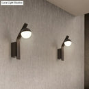 GobekUsa Modern White Glass LED Orb Sconce Light for Stairway Wall with Metal Arm
