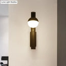 GobekUsa Modern White Glass LED Orb Sconce Light for Stairway Wall with Metal Arm
