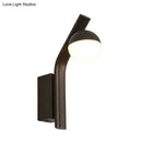 GobekUsa Modern White Glass LED Orb Sconce Light for Stairway Wall with Metal Arm