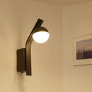 GobekUsa Modern White Glass LED Orb Sconce Light for Stairway Wall with Metal Arm