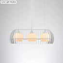 GobekUsa Modernist Pendant Lamp- White Glass 3-Head Dining Room Island Light Fixture with Cage