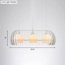 GobekUsa Modernist Pendant Lamp- White Glass 3-Head Dining Room Island Light Fixture with Cage