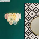 GobekUsa Modernist Layered Disc Wall Light in Pink and Blue Glass - 5-Bulb Wall-Mounted Lighting Fixture for Dining Room