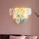 GobekUsa Modernist Layered Disc Wall Light in Pink and Blue Glass - 5-Bulb Wall-Mounted Lighting Fixture for Dining Room