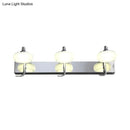 GobekUsa Modernist Style Silver Wall Lamp with Round Frosted Acrylic Shade, 2/3 Heads, Warm/White Lighting - Bathroom Vanity Light