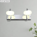 GobekUsa Modernist Style Silver Wall Lamp with Round Frosted Acrylic Shade, 2/3 Heads, Warm/White Lighting - Bathroom Vanity Light