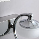 GobekUsa Modernist Style Silver Wall Lamp with Round Frosted Acrylic Shade, 2/3 Heads, Warm/White Lighting - Bathroom Vanity Light