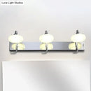 GobekUsa Modernist Style Silver Wall Lamp with Round Frosted Acrylic Shade, 2/3 Heads, Warm/White Lighting - Bathroom Vanity Light