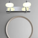 GobekUsa Modernist Style Silver Wall Lamp with Round Frosted Acrylic Shade, 2/3 Heads, Warm/White Lighting - Bathroom Vanity Light