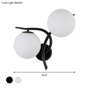 GobekUsa Modernist 2-Head Wall Mounted Sconce in Silver/Black - Milky Glass Global Light Fixture