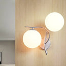 GobekUsa Modernist 2-Head Wall Mounted Sconce in Silver/Black - Milky Glass Global Light Fixture