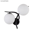 GobekUsa Modernist 2-Head Wall Mounted Sconce in Silver/Black - Milky Glass Global Light Fixture