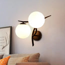 GobekUsa Modernist 2-Head Wall Mounted Sconce in Silver/Black - Milky Glass Global Light Fixture